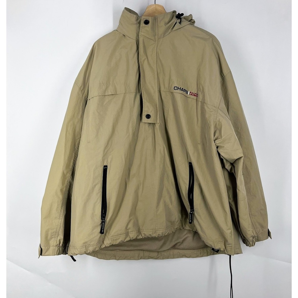 Chaps Ralph Lauren Vintage Anorak Windbreaker Hooded Pullover Jacket‎ SZ XXL L